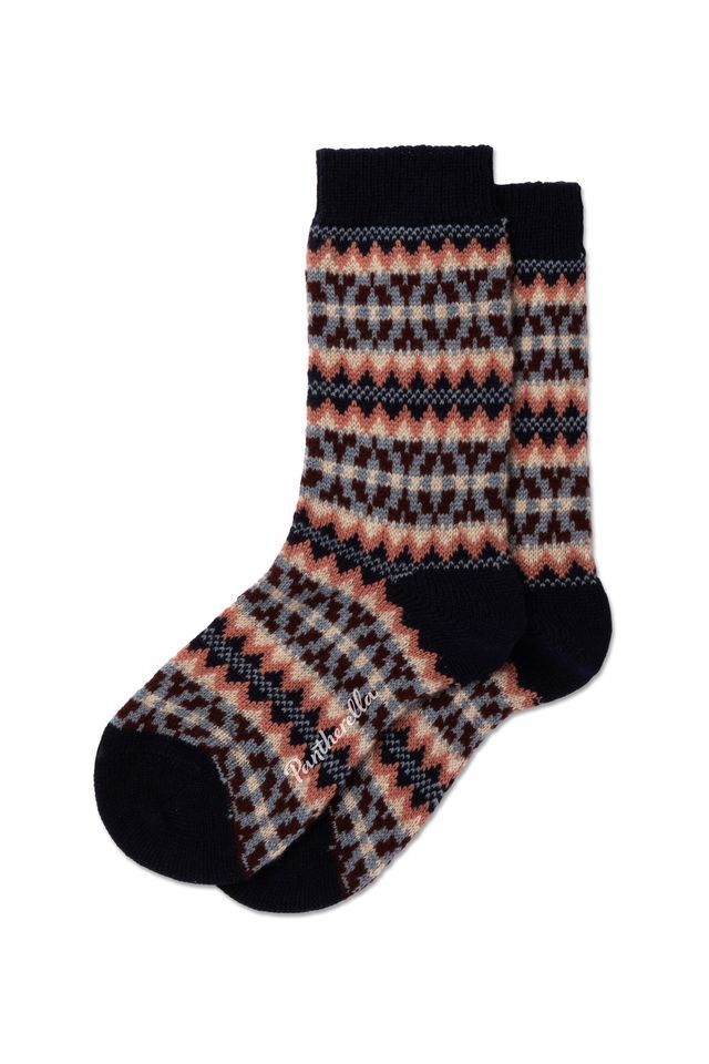 Pantherella  Fairisle Cashmere Socks Navy