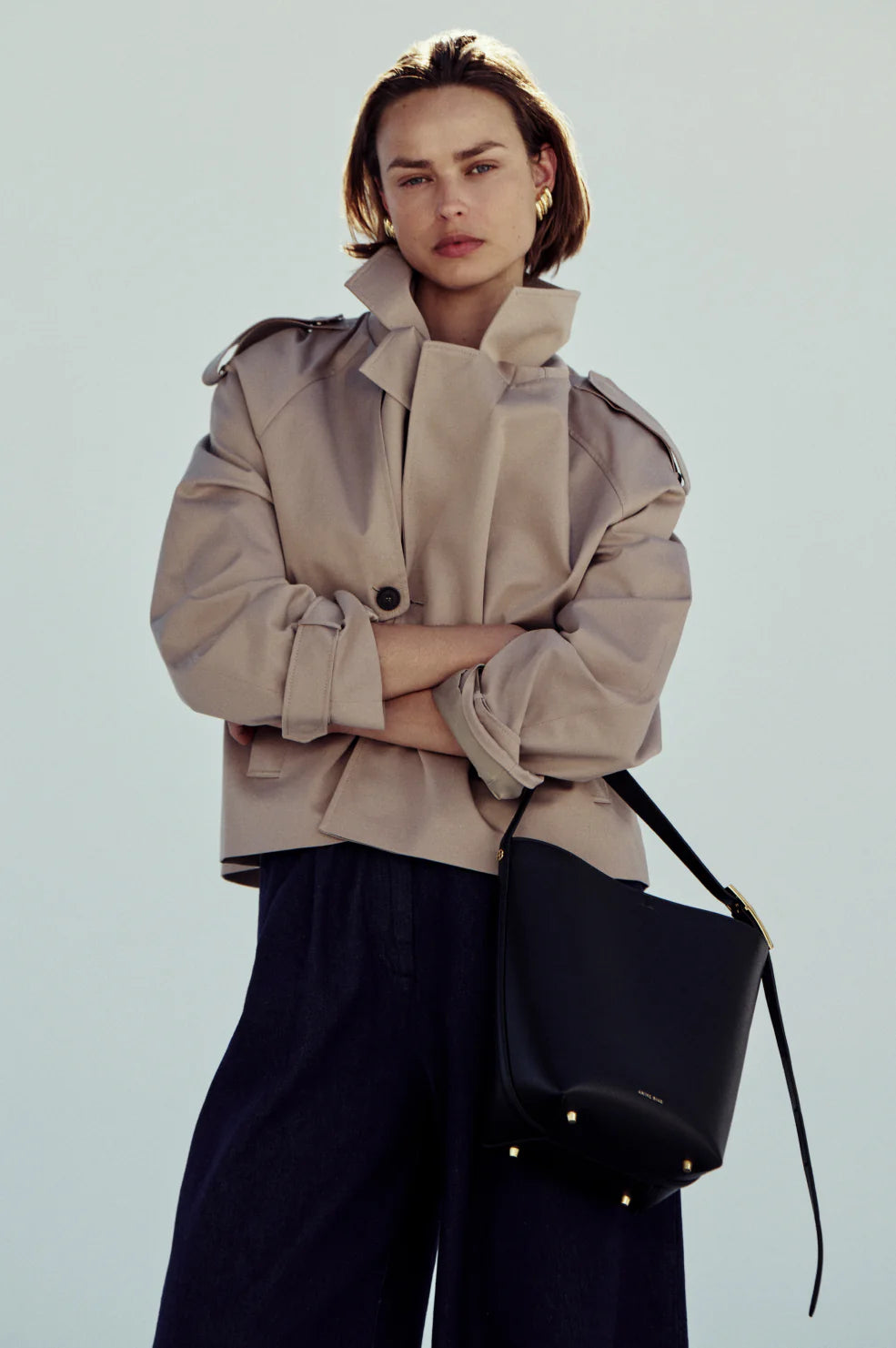 Anine Bing Rickie Cropped Trench Beige