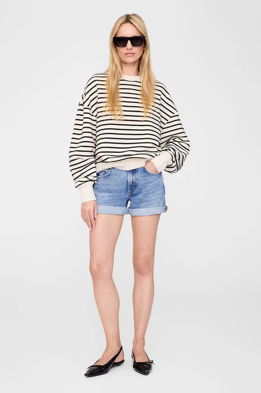 Anine Bing Dean Sweatshirt Black Stripe