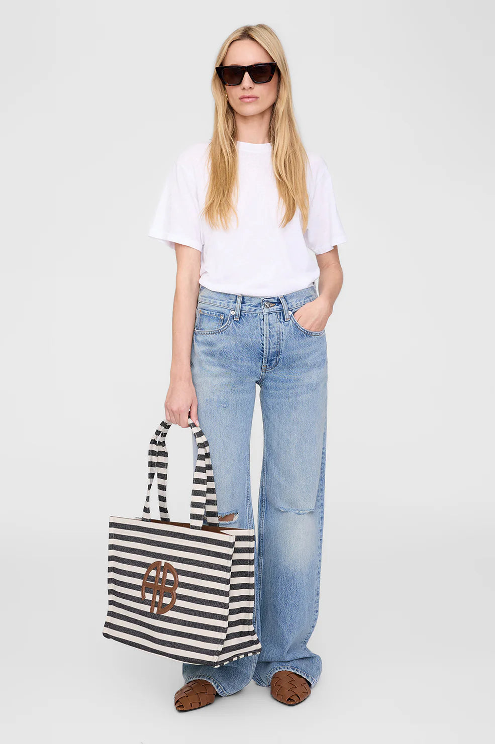 Anine Bing Lara Tote Black and Natural
