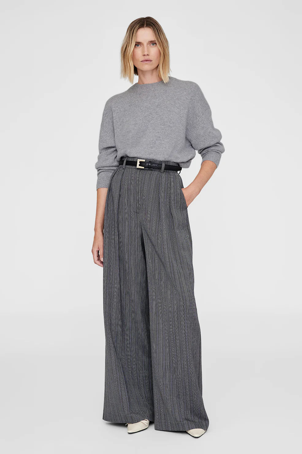 Anine Bing Lee Crew Sweater Medium Heather Grey