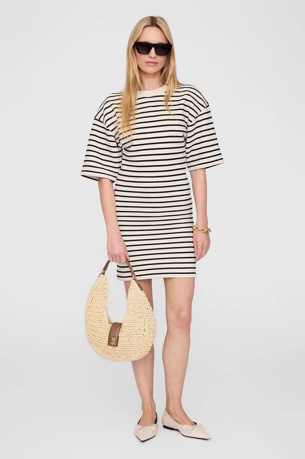 Anine Bing Mona Dress Black Stripe