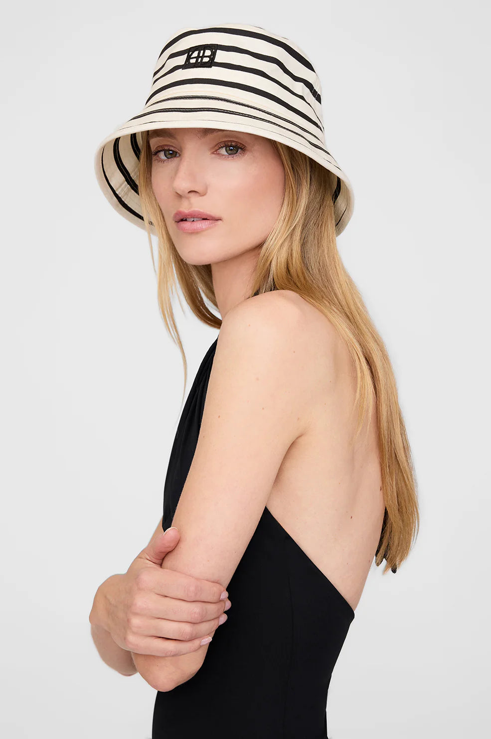 Anine Bing Nicks Bucket Hat Black Stripe