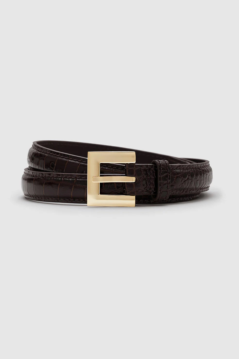 Anine Bing Nicola Belt Dark Brown Embossed