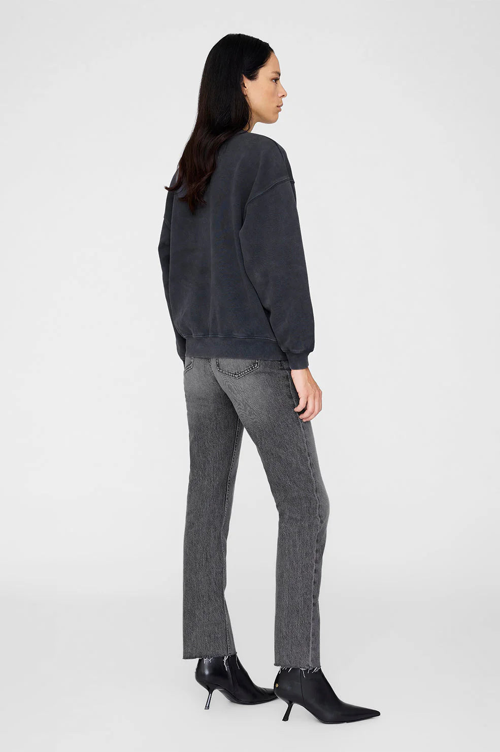 Anine Bing Spencer Sweatshirt Leopard Washed Black