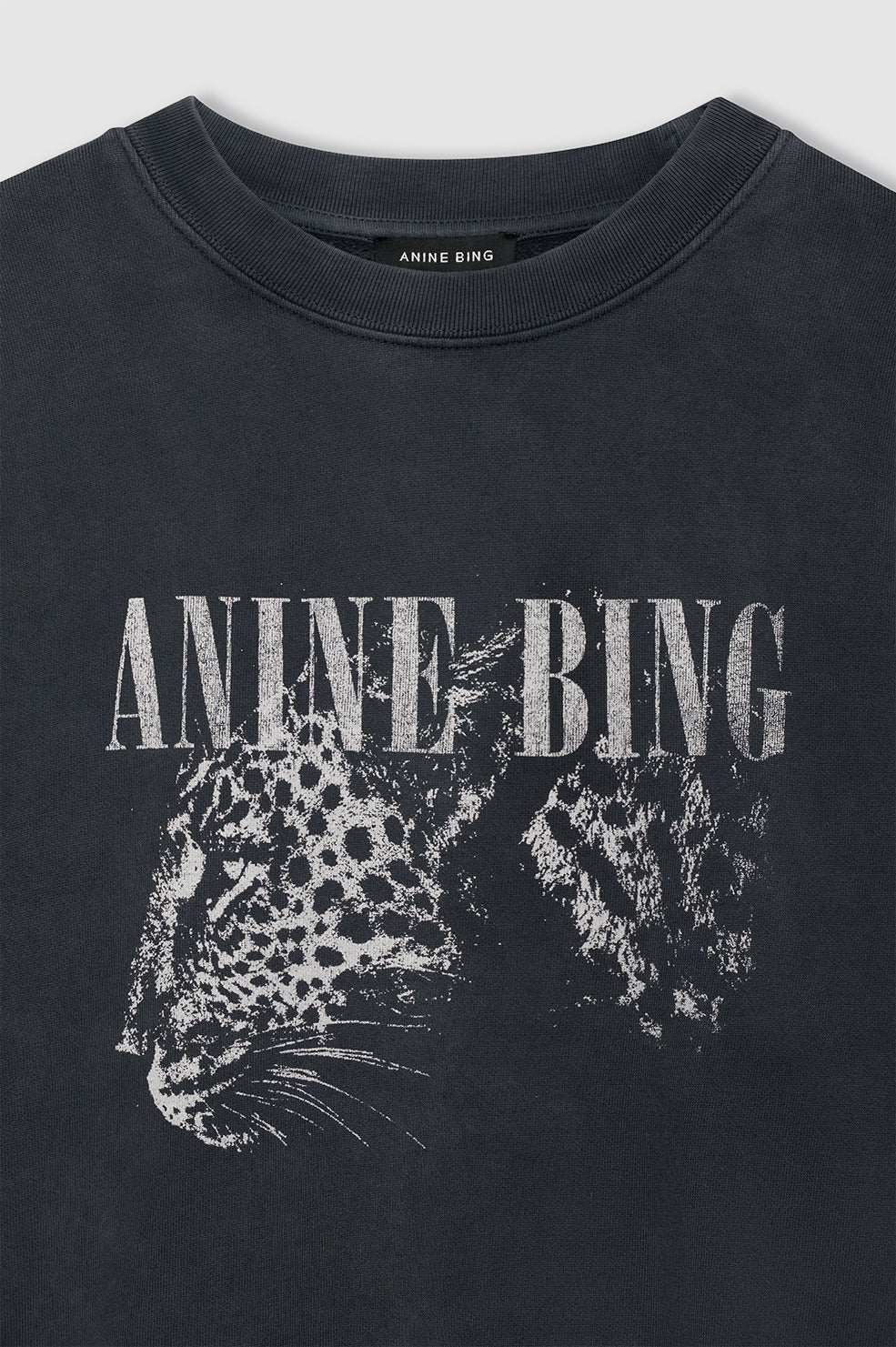 Anine Bing Spencer Sweatshirt Leopard Washed Black