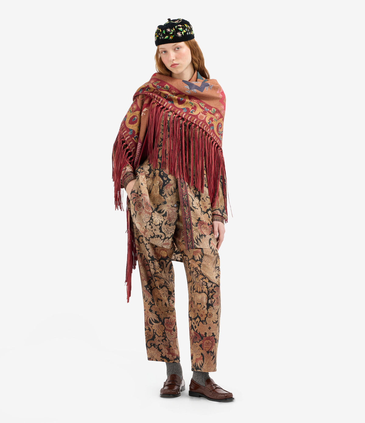 Pierre-Louis Mascia ALOE Trousers Silk  Ricamo Di Alloro