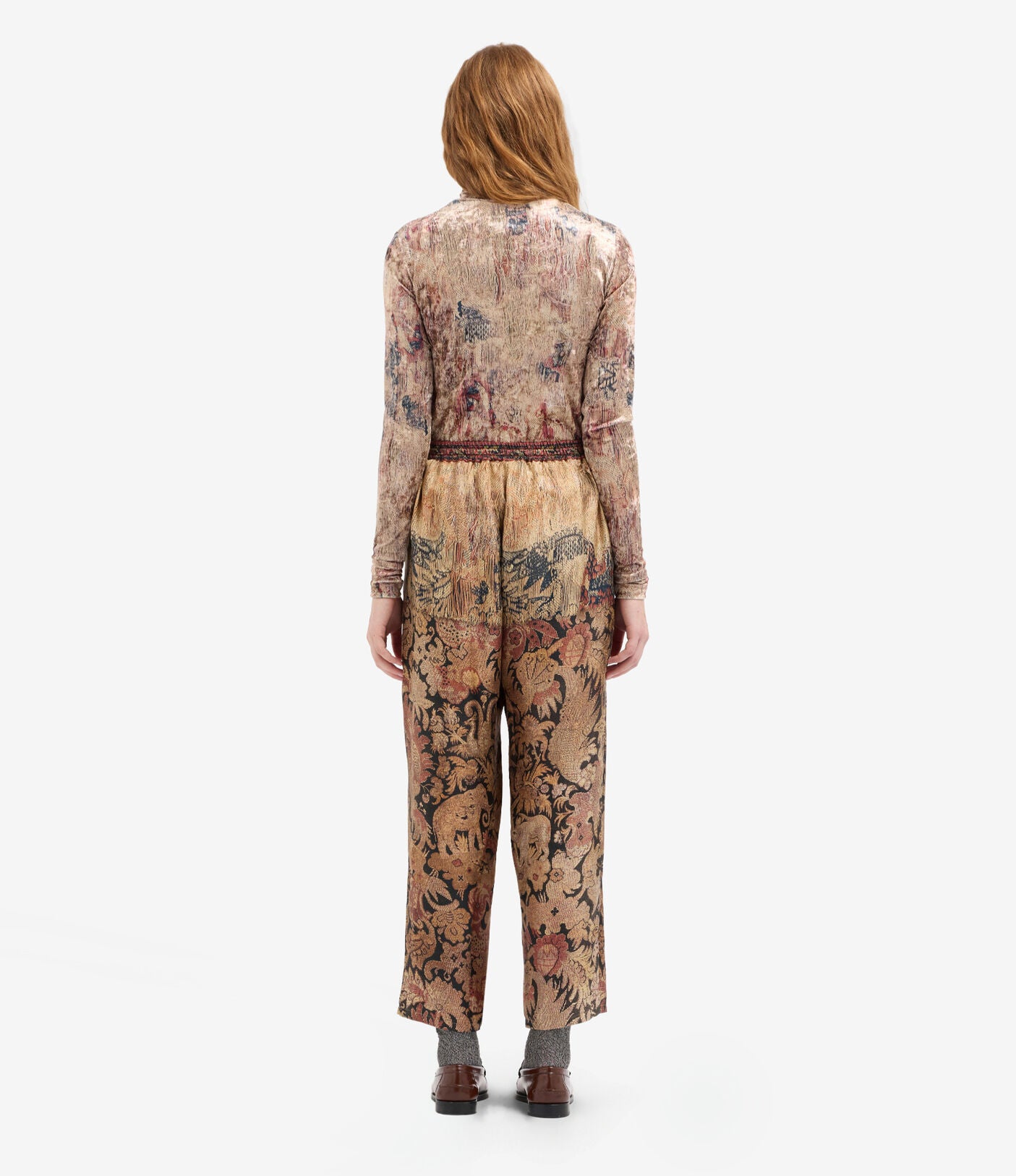 Pierre-Louis Mascia ALOE Trousers Silk  Ricamo Di Alloro