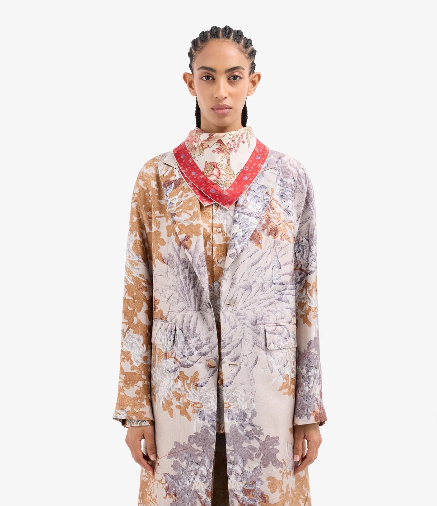 Pierre-Louis Mascia Aloe Bandana Silk Scarf Fiori D'argilla