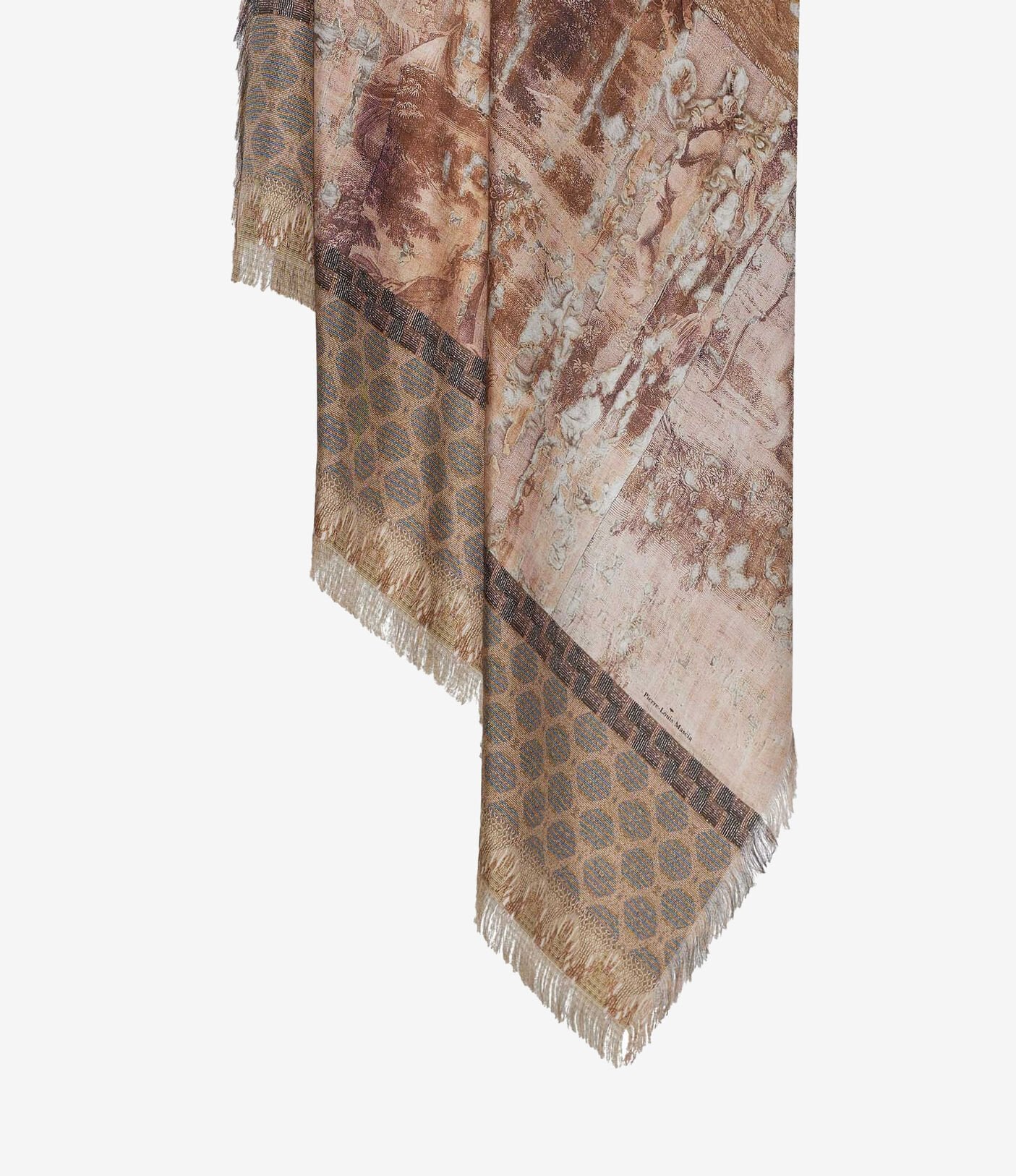 Pierre-Louis Mascia Silk Shawl Scarf Litografia Terracotta