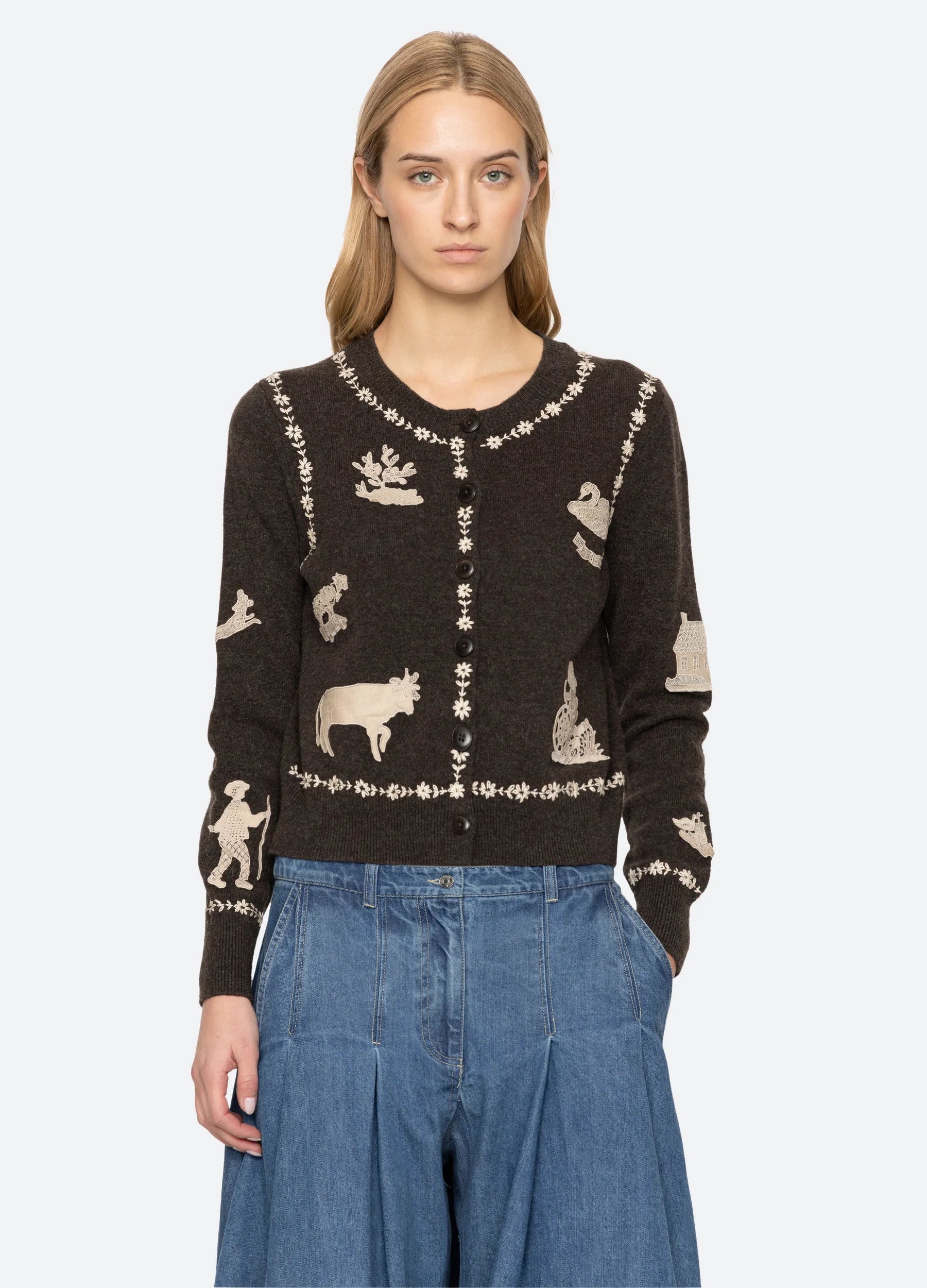 Sea New York Margeurite Cardigan Coffee