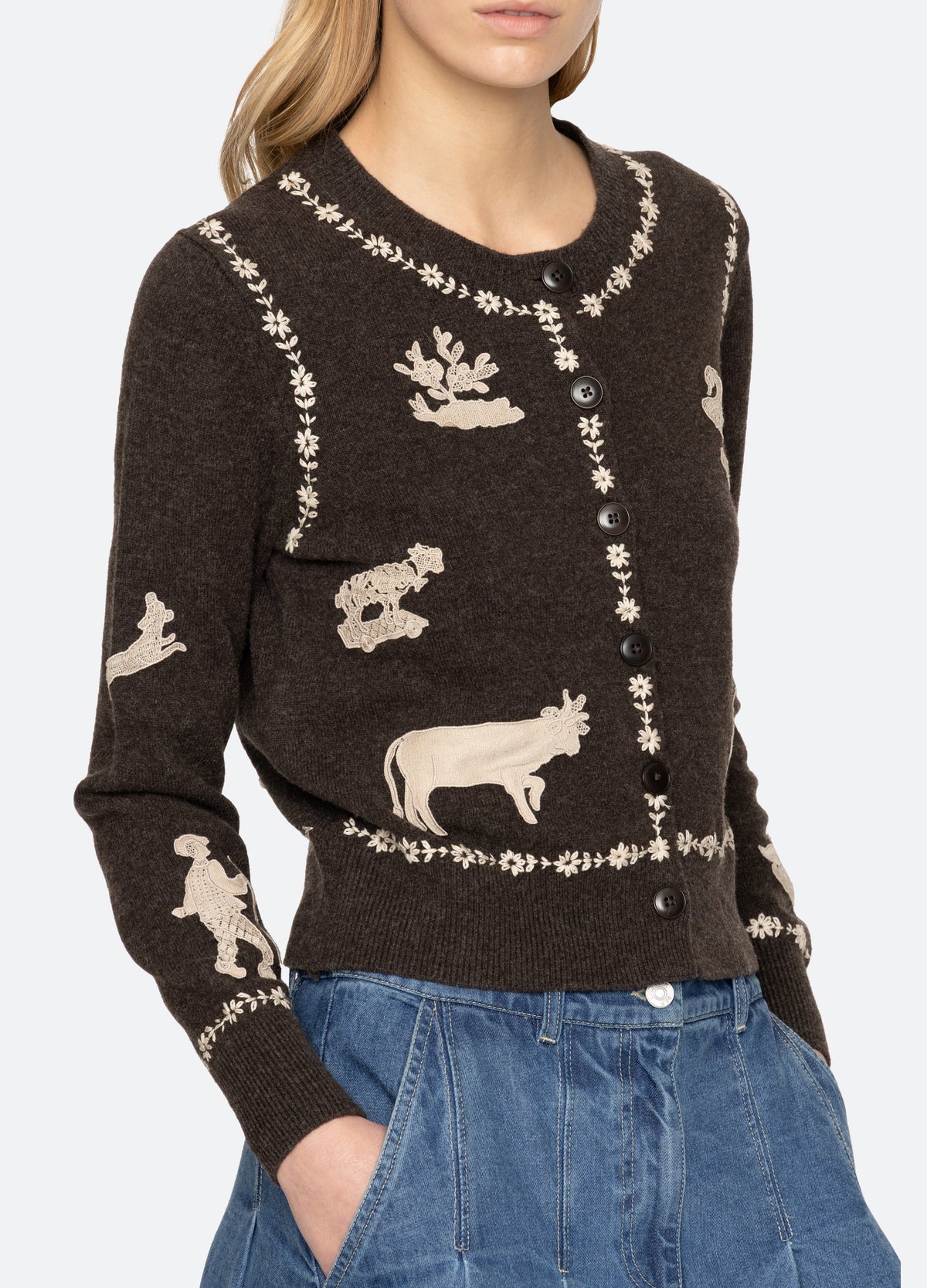 Sea New York Margeurite Cardigan Coffee