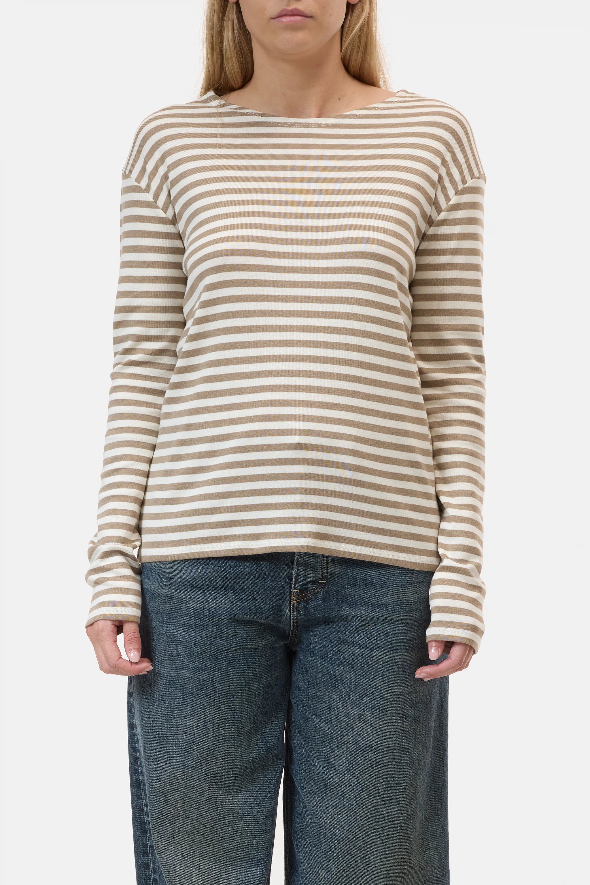 CLOSED LONG SLEEVED T-SHIRT STRIPES CLAY BEIGE