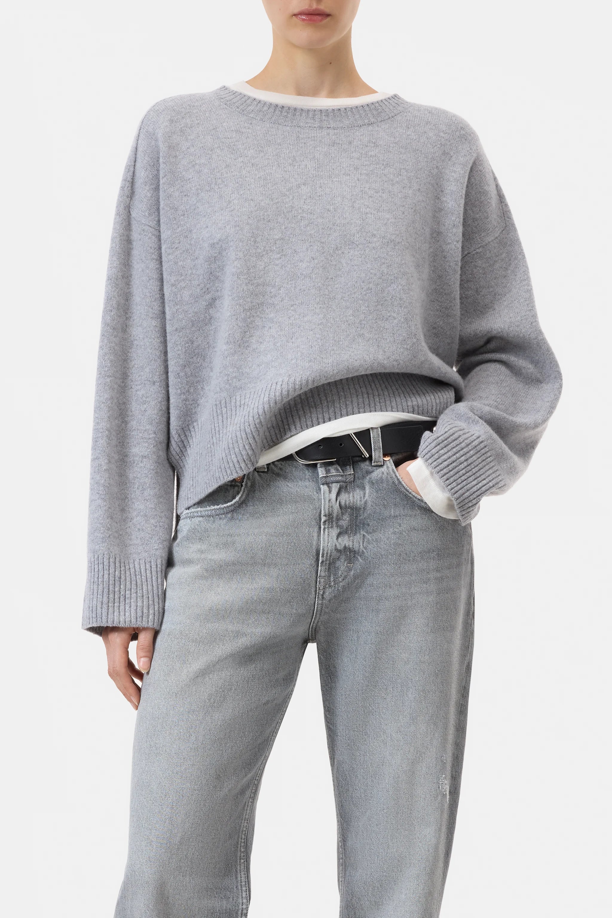 CLOSED CREWNECK WIDE SLEEVE LIGHT GREY MELANGE