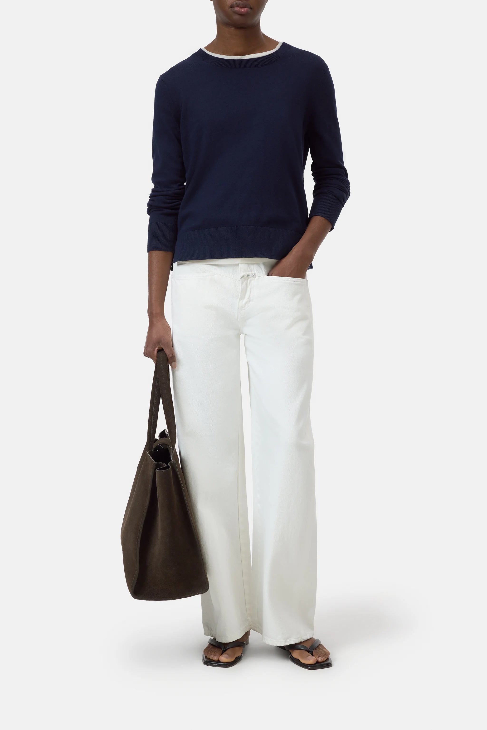 CLOSED COTTON CASHMERE CREWNECK SWEATER NAVY