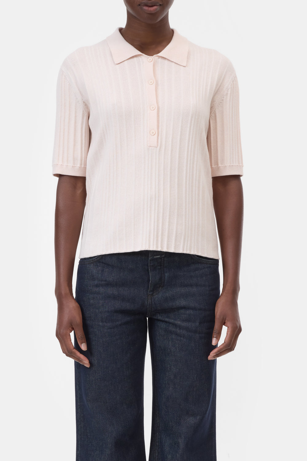 CLOSED SHORT SLEEVE POLO BLUSH PINK
