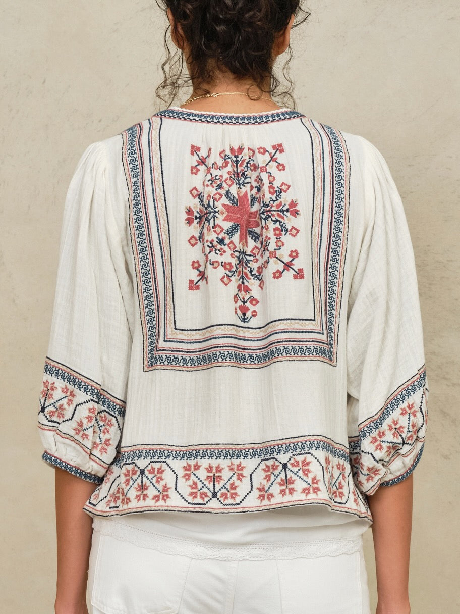 M.A.B.E Calista Emb Jacket Ecru/Multi