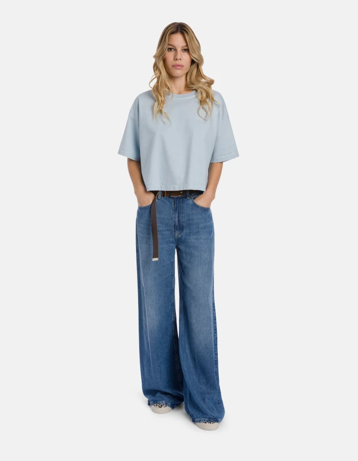 Dondup Beatrix Wide-Leg Jeans in Rigid Lyocell Denim