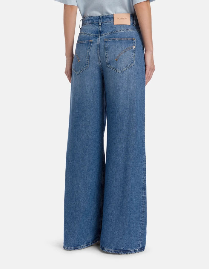 Dondup Beatrix Wide-Leg Jeans in Rigid Lyocell Denim