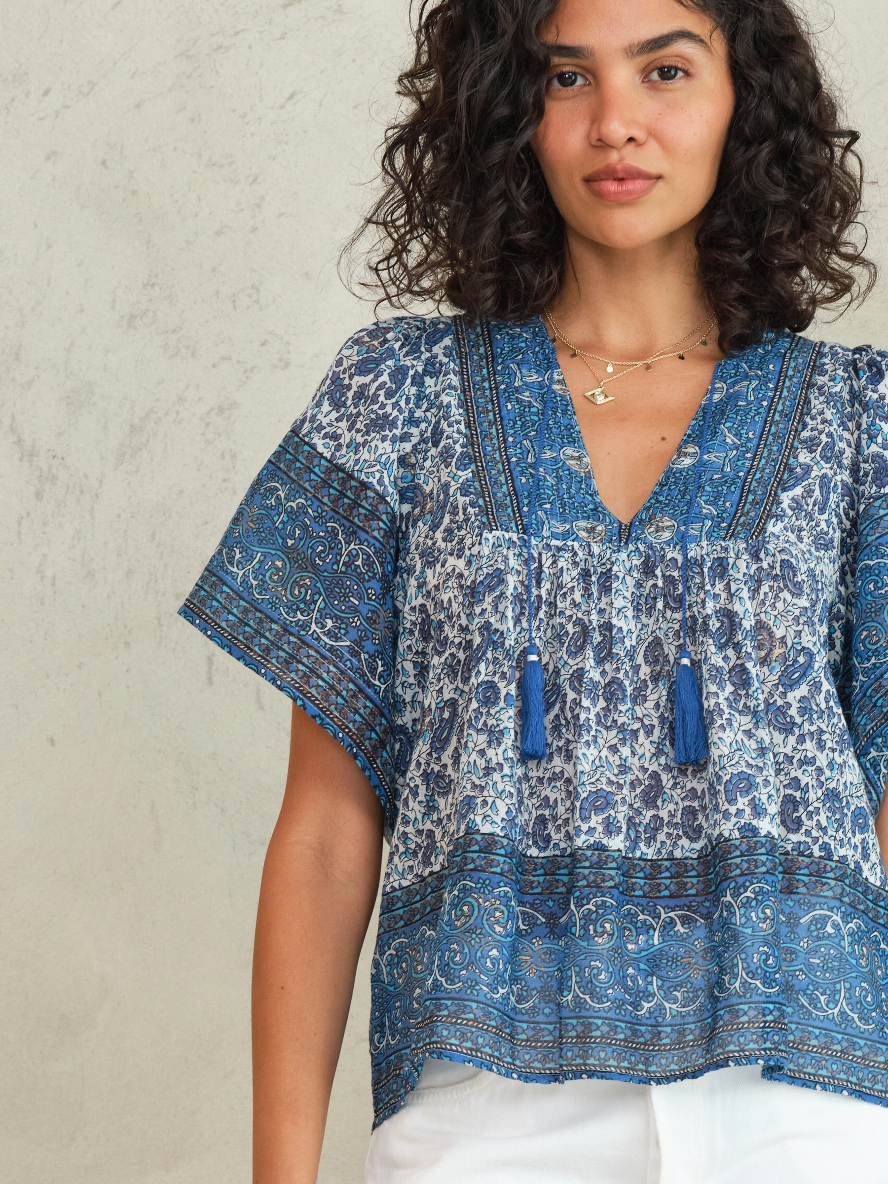 M.A.B.E Esti Print S/S Top Blue