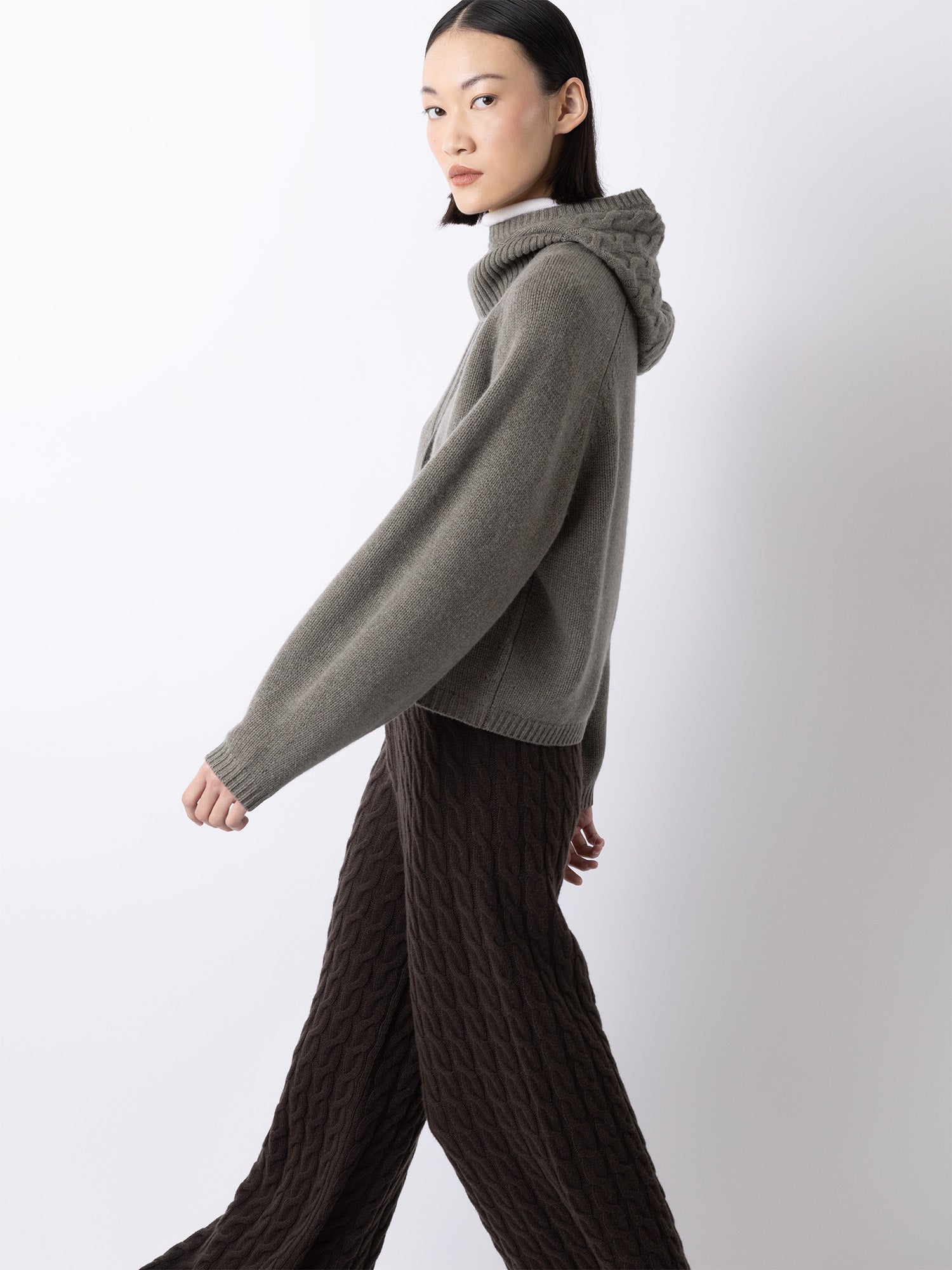 FTC Cashmere V-Neck Cardigan Taupe Green