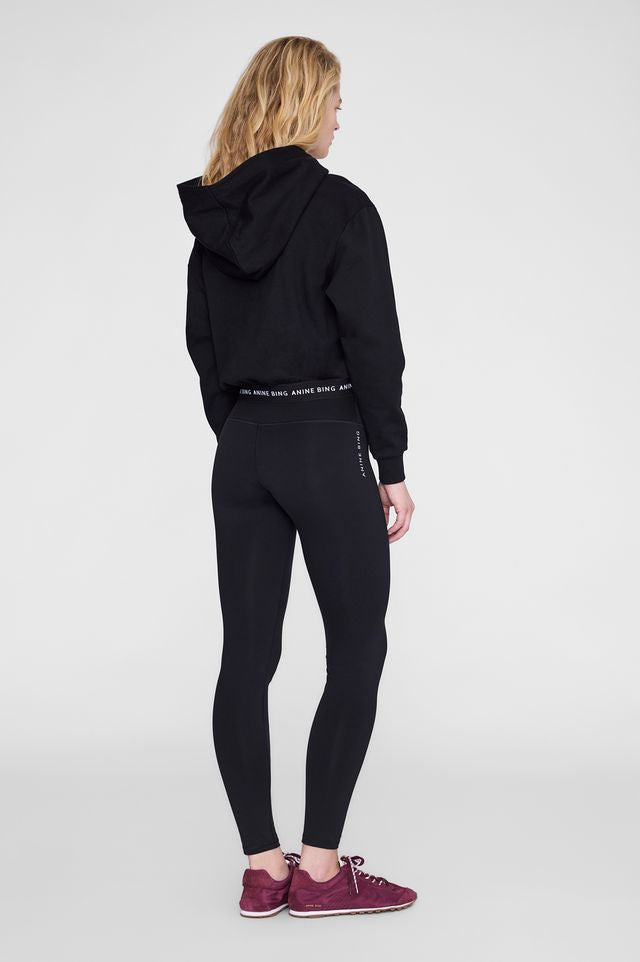 Anine Bing Dany Cropped Hoodie Black