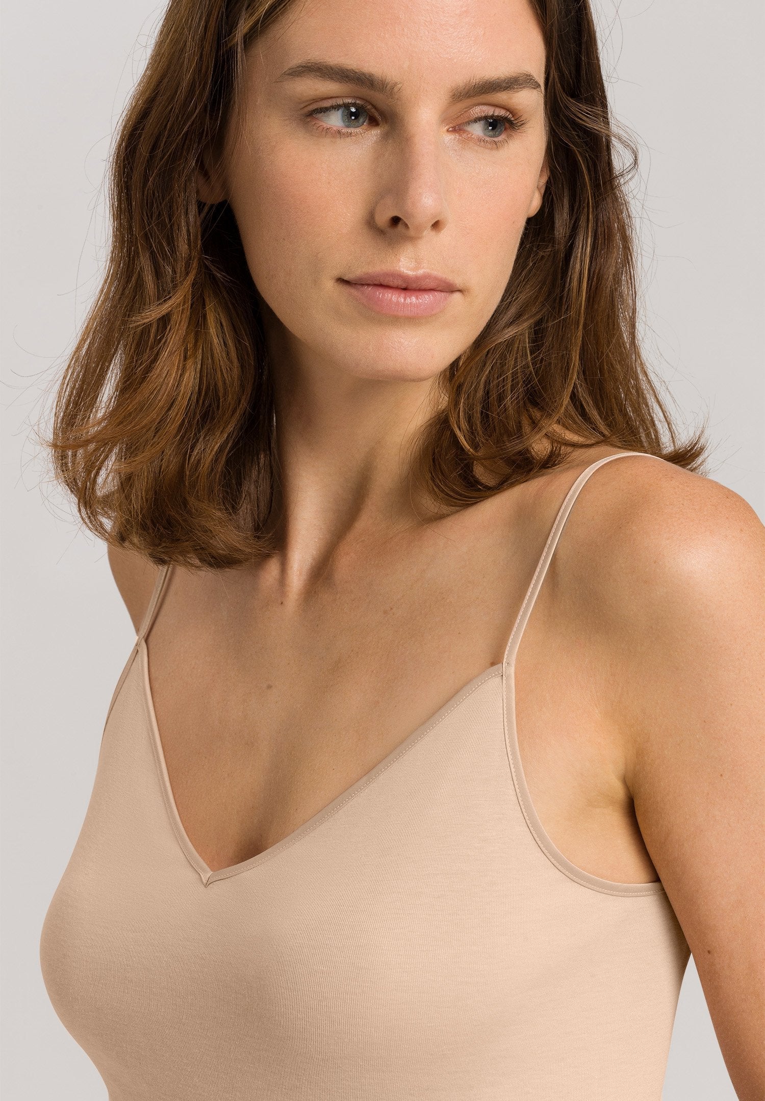 Hanro Spagetti Top Cotton Seamless Beige