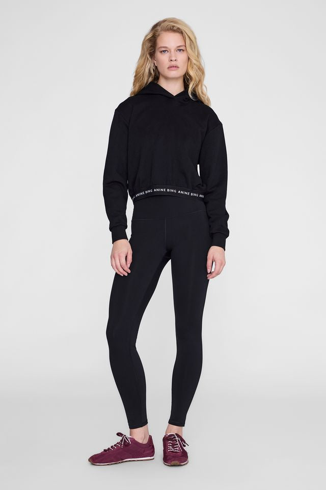 Anine Bing Dany Cropped Hoodie Black