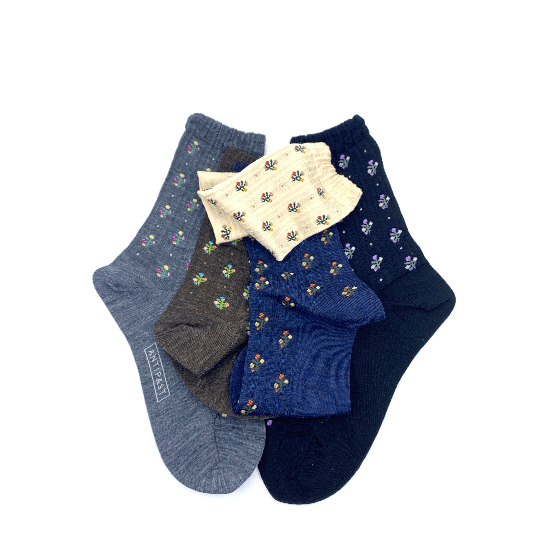 Antipast Socks Flower Stripes Brown