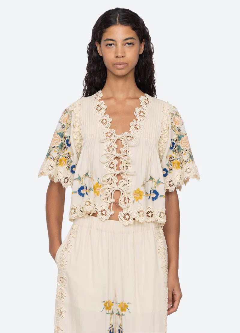 Sea New York Adonna Emb S/Slv Top Cream