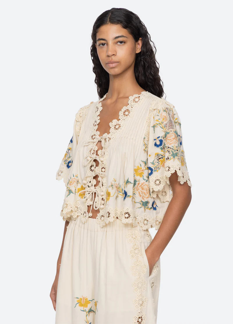 Sea New York Adonna Emb S/Slv Top Cream