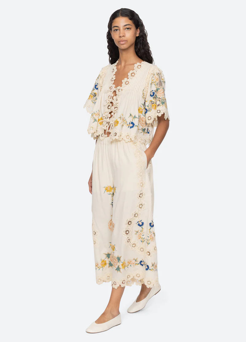 Sea New York Adonna Emb S/Slv Top Cream