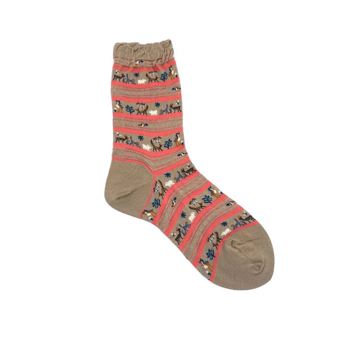 Antipast Socks Parade on Safari Beige (coral)