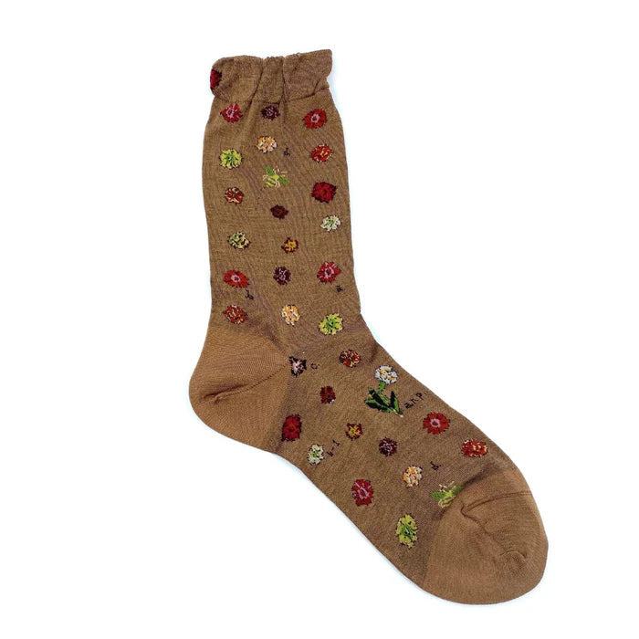 Antipast Socks Polka Flower Brown