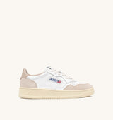 Autry Medalist Low Sneakers in Leather White and Suede Beige