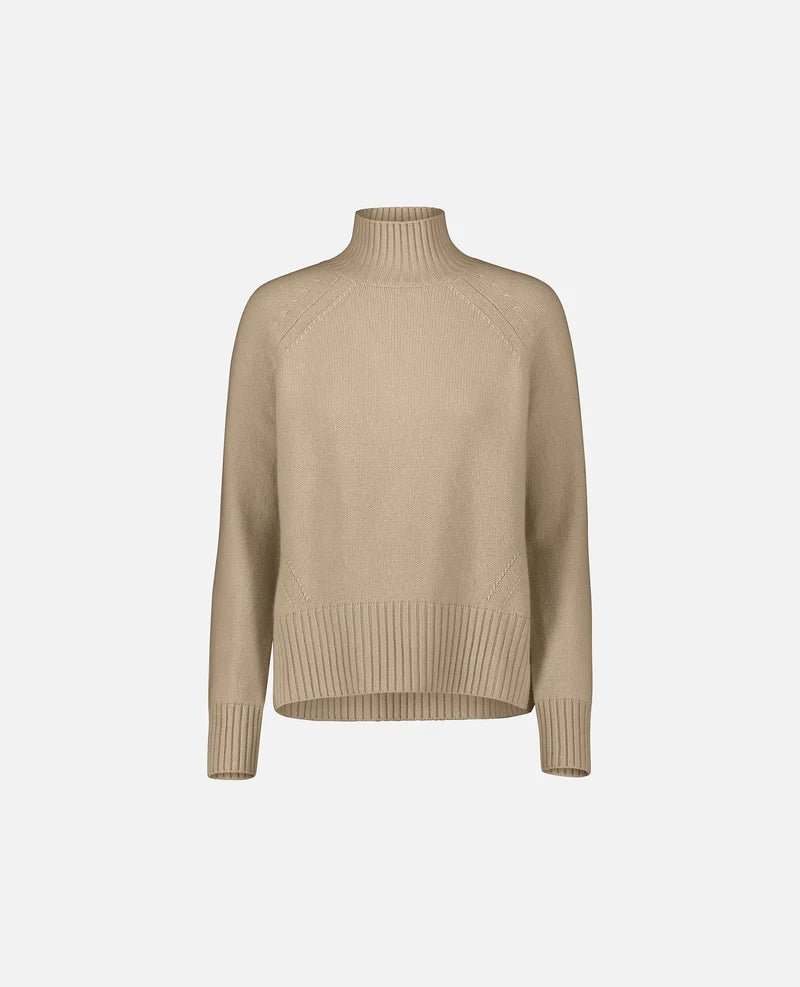 Allude Mock Neck Sweater wool/cashmere Oatmeal - Den Lille Ida - Allude