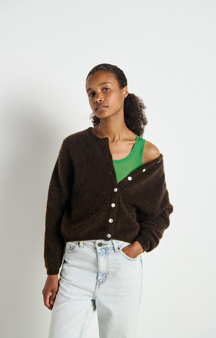 AMERICAN VINTAGE CARDIGAN VITOW COFFEE MELANGE - Den Lille Ida - American Vintage