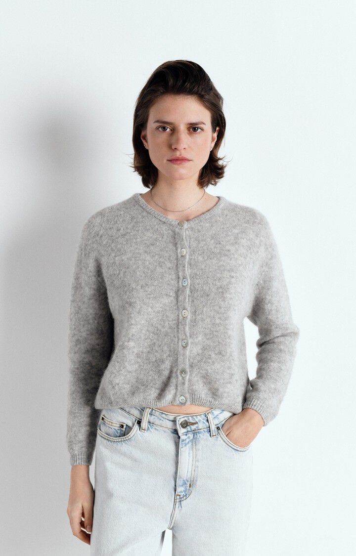 AMERICAN VINTAGE CARDIGAN VITOW MELANGE LIGHT GREY - Den Lille Ida - American Vintage