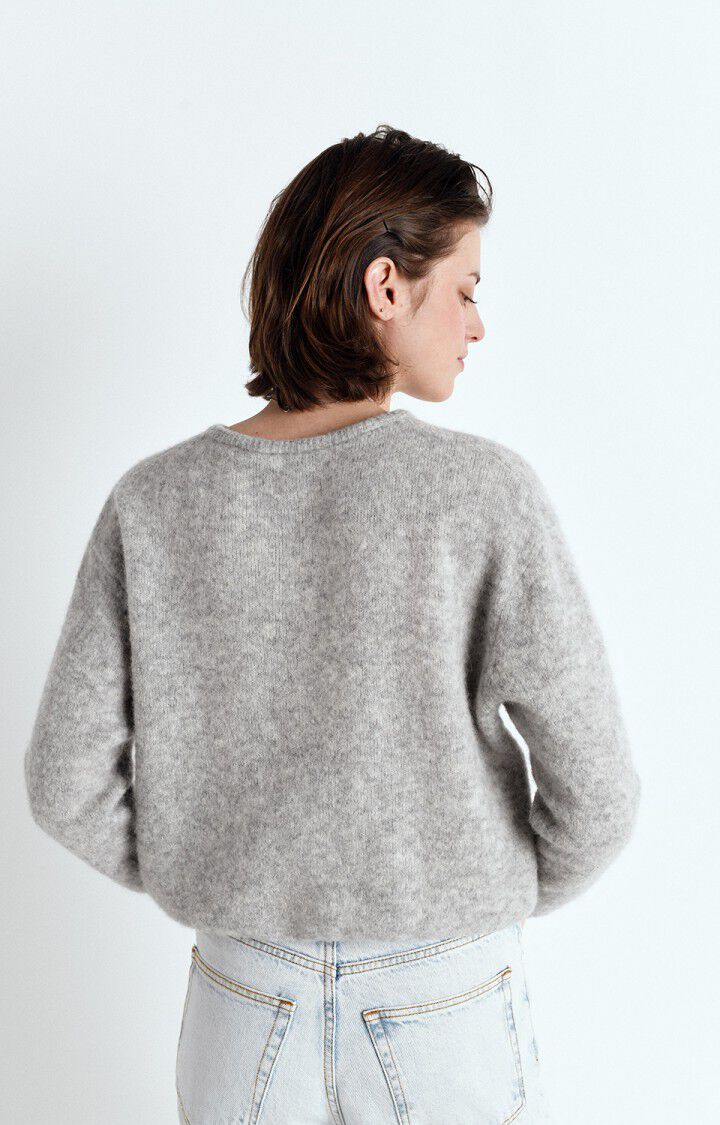 AMERICAN VINTAGE CARDIGAN VITOW MELANGE LIGHT GREY - Den Lille Ida - American Vintage