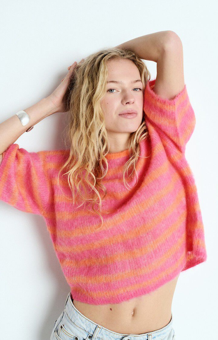 American Vintage Jumper Nenybay Fluo Orange Stribed Hibiscus - Den Lille Ida - American Vintage
