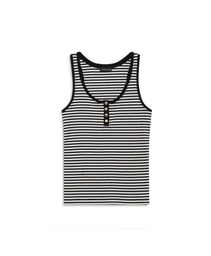 ANINE BING ALESSIA TANK BLACK CREAM AND BLACK STRIPE - Den Lille Ida - Anine Bing