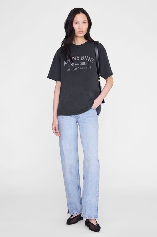 Anine Bing Cade Tee Melrose Stencil Vintage Black - Den Lille Ida - Anine Bing