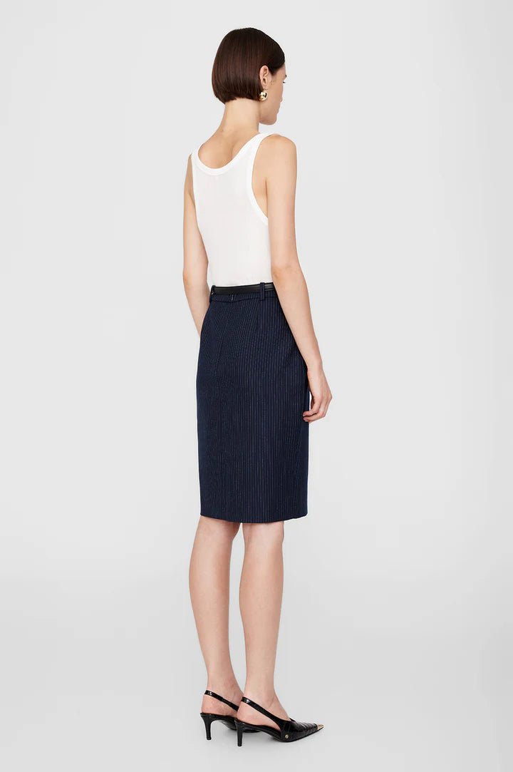 Anine Bing Kora Skirt Navy Pinstripe - Den Lille Ida - Anine Bing