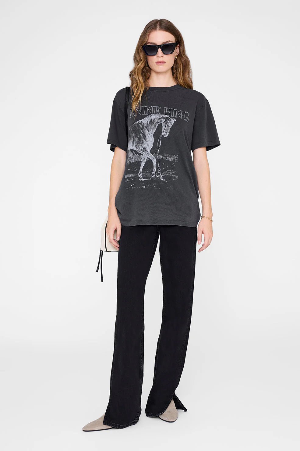 Anine Bing Lili Tee Horse Washed Black - Den Lille Ida - Anine Bing