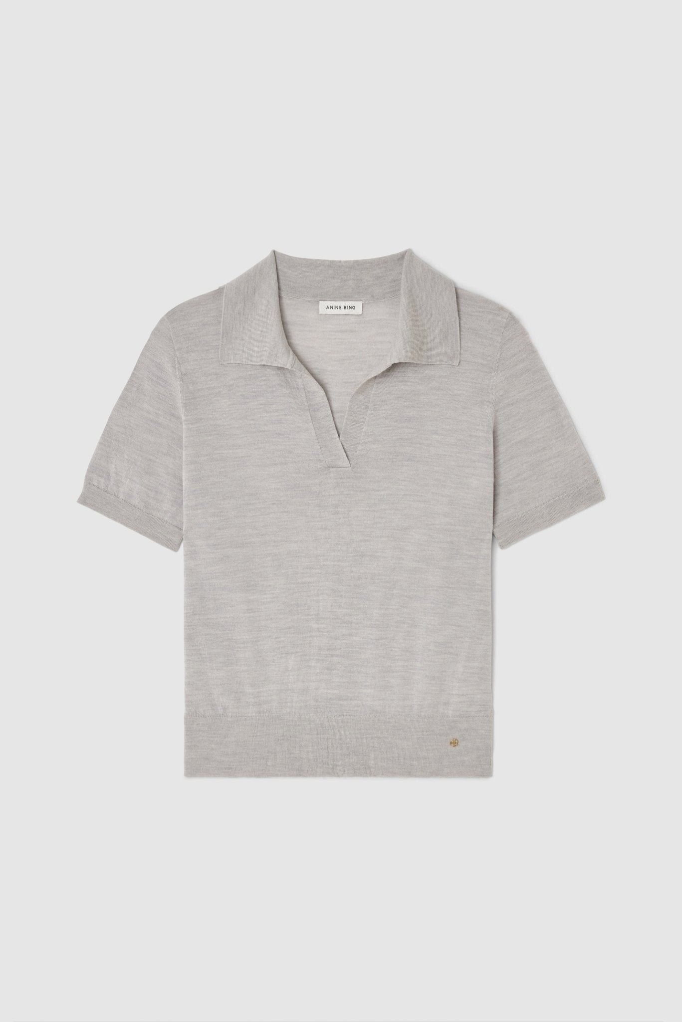 Anine Bing Moni Polo Sweater Light Heather Grey - Den Lille Ida - Anine Bing