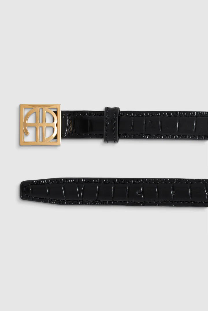 Anine Bing Monigram Belt Black Embossed - Den Lille Ida - Anine Bing