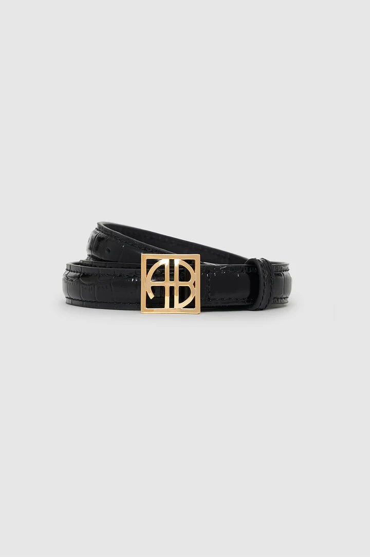 Anine Bing Monigram Belt Black Embossed - Den Lille Ida - Anine Bing