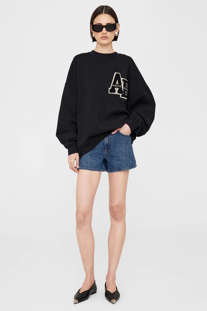 Anine Bing Oversized Sweatshirt Letterman Black - Den Lille Ida - Anine Bing