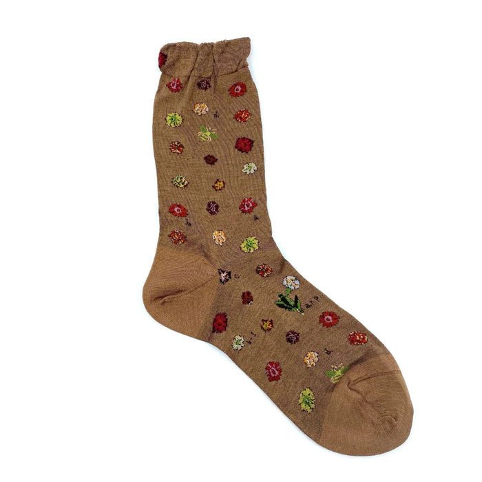 Antipast Socks Polka Flower Brown - Den Lille Ida - Antipast