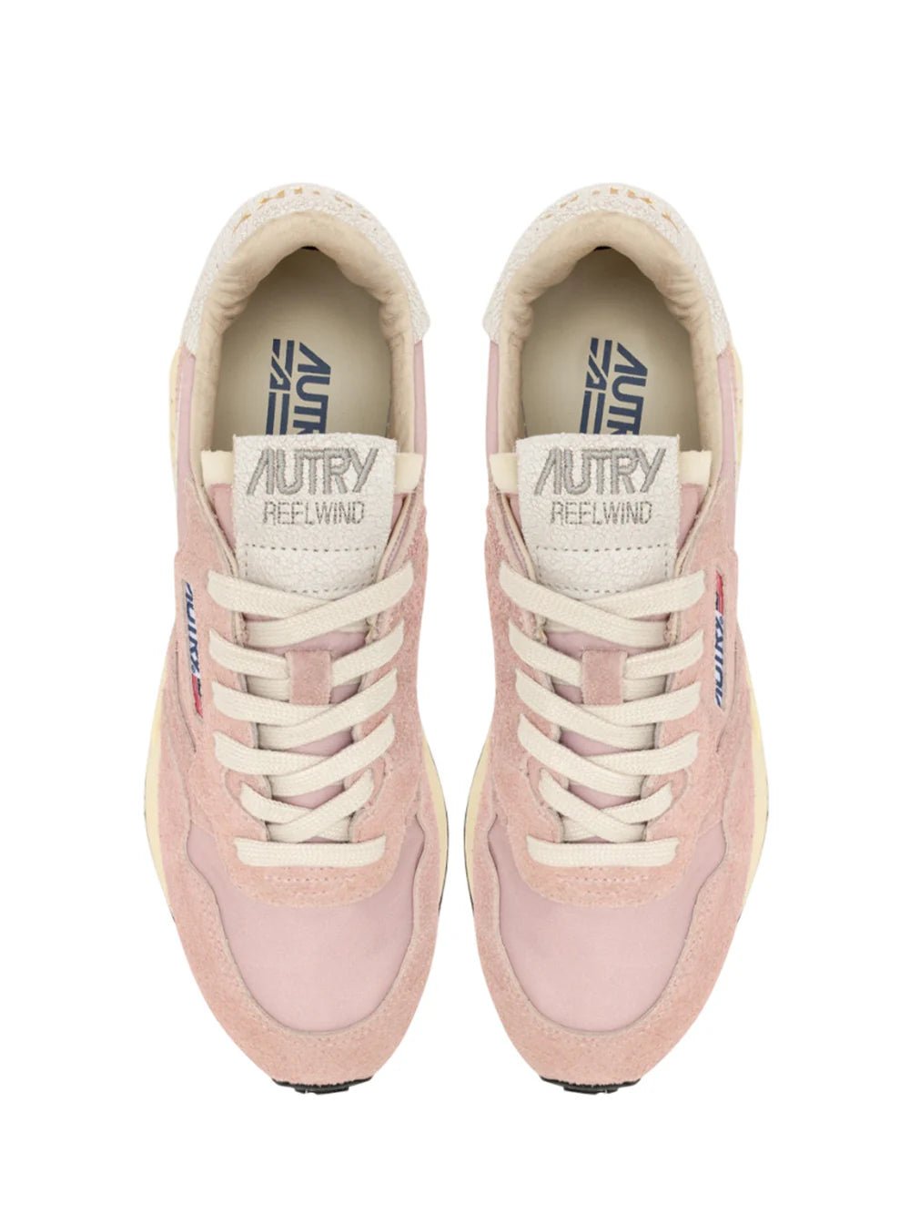 AUTRY REELWIND LOW SNEAKERS IN POWDER AND WHITE CRACKED LEATHER - Den Lille Ida - Autry